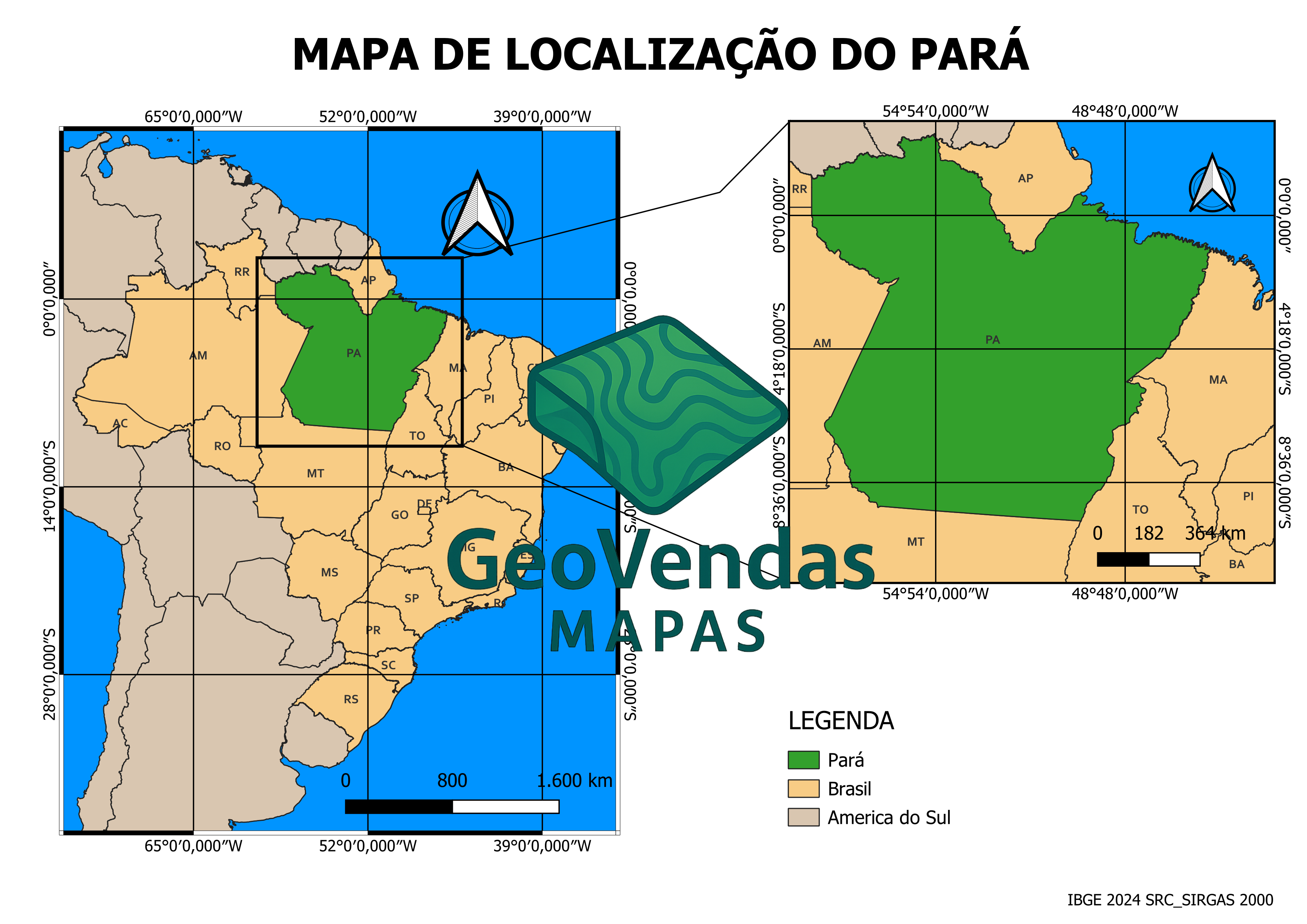 Mapa de localização do Pará